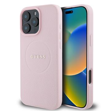 Funda híbrida iPhone 16 Pro Max Guess Grained Classic Logo - Compatible con MagSafe - Rosa