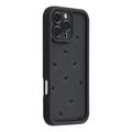 Funda de TPU a prueba de golpes con diseño de corazón y bordes elevados iPhone 16 Pro Max - Negro