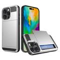 Carcasa Híbrida con Tarjetero Deslizante para iPhone 16 Pro Max - Plateado