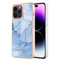 Funda TPU Marble Pattern Electrochapada IMD para iPhone 16 Pro Max - Azul