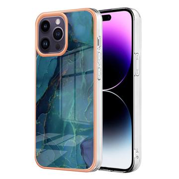 Funda TPU Marble Pattern Electrochapada IMD para iPhone 16 Pro Max - Verde