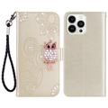 iPhone 16 Pro Max Búho Rhinestone Funda Billetera