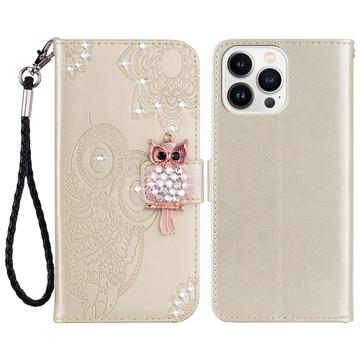 iPhone 16 Pro Max Búho Rhinestone Funda Billetera