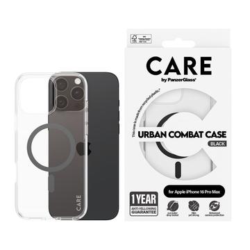 Funda PanzerGlass Care Transparent Urban Combat para iPhone 16 Pro Max - Compatible con MagSafe - Negro