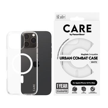 Funda PanzerGlass Care Transparent Urban Combat para iPhone 16 Pro Max - Compatible con MagSafe - Blanco