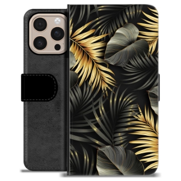 Funda Cartera Premium para iPhone 16 Pro Max - Hojas Doradas