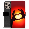 Funda Cartera Premium para iPhone 16 Pro Max - Silueta del Corazón