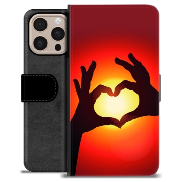 Funda Cartera Premium para iPhone 16 Pro Max - Silueta del Corazón