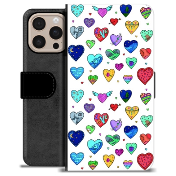 Funda Cartera Premium para iPhone 16 Pro Max - Corazones