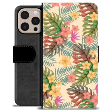 Funda Cartera Premium para iPhone 16 Pro Max - Flores Rosadas