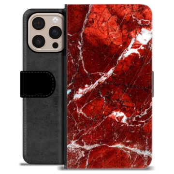 Funda Cartera Premium para iPhone 16 Pro Max - Mármol Rojo