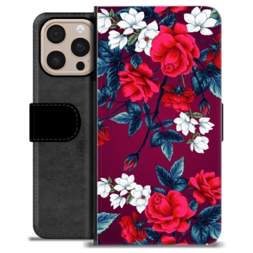 Funda Cartera Premium para iPhone 16 Pro Max - Flores Vintage