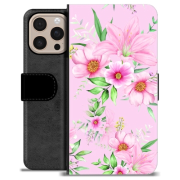 Funda Cartera Premium para iPhone 16 Pro Max - Flores de Acuarela