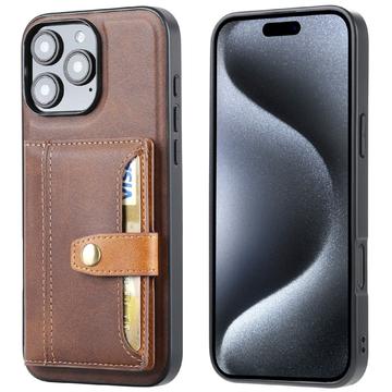 Funda con Cartera Retro Style para iPhone 16 Pro Max - Marrón
