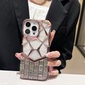 Funda iPhone 16 Pro Max Rhinestone Geometric Diamond Pattern - Rosa