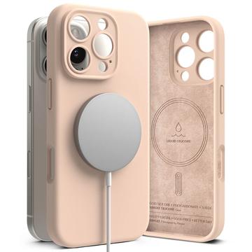 Funda MagSafe de silicona líquida Ringke para iPhone 16 Pro Max - Arena rosa