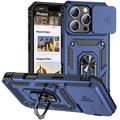 Funda Híbrida con Anillo Giratorio y Protector de Cámara para iPhone 16 Pro Max - Azul