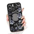 Funda híbrida iPhone 16 Pro Max con estampado de flores de rosas vintage - Compatible con MagSafe - Negro