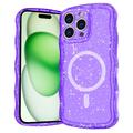 Funda MagSafe Wave-Edge Laser Glitter para iPhone 16 Pro Max - Morado translúcido