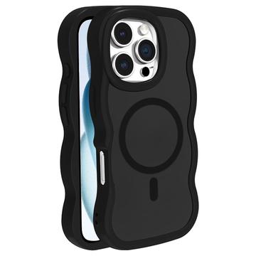 Funda híbrida magnético con borde ondulado para iPhone 16 Pro Max - Negro