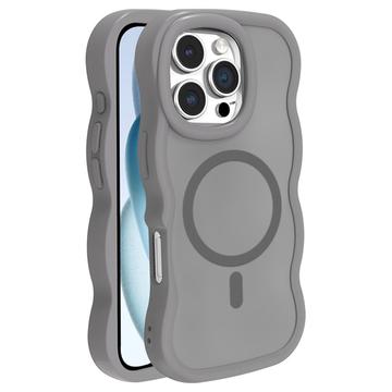 Funda híbrida magnético con borde ondulado para iPhone 16 Pro Max - Gris