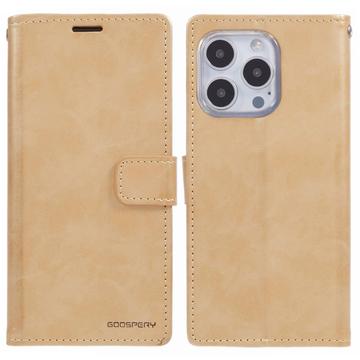 Funda de cartera iPhone 16 Pro Mercury Goospery Blue Moon - Dorado