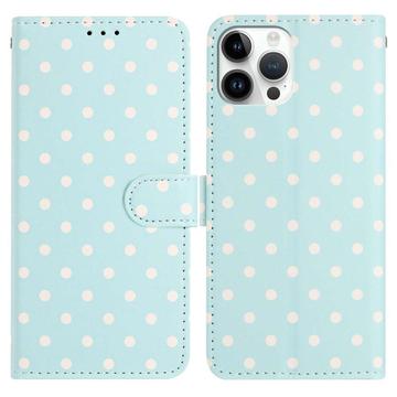 Funda Cartera con Estampado de Lunares para iPhone 16 Pro - Azul