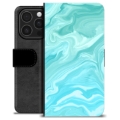 Funda Cartera Premium para iPhone 16 Pro - Mármol Azul