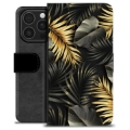 Funda Cartera Premium para iPhone 16 Pro - Hojas Doradas