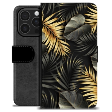 Funda Cartera Premium para iPhone 16 Pro - Hojas Doradas