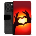Funda Cartera Premium para iPhone 16 Pro - Silueta del Corazón
