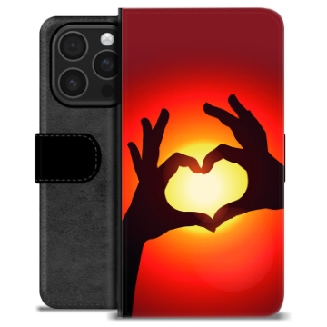 Funda Cartera Premium para iPhone 16 Pro - Silueta del Corazón