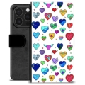 Funda Cartera Premium para iPhone 16 Pro - Corazones