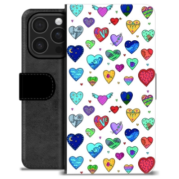 Funda Cartera Premium para iPhone 16 Pro - Corazones