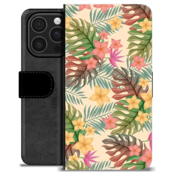 Funda Cartera Premium para iPhone 16 Pro - Flores Rosadas