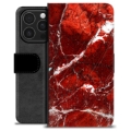Funda Cartera Premium para iPhone 16 Pro - Mármol Rojo