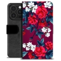 Funda Cartera Premium para iPhone 16 Pro - Flores Vintage
