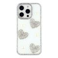 Funda híbrida Amor brillante y perla para iPhone 16 Pro - Blanca