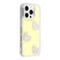 Funda híbrida Amor brillante y perla para iPhone 16 Pro - Amarillo