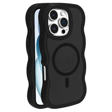 Funda híbrida magnético con borde ondulado para iPhone 16 Pro - Negro