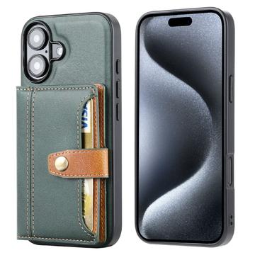 Funda con Cartera Retro Style para iPhone 16 - Verde