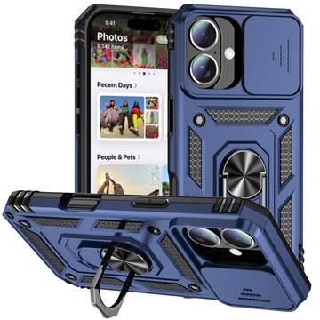 Funda Híbrida con Anillo Giratorio y Protector de Cámara para iPhone 16 - Azul