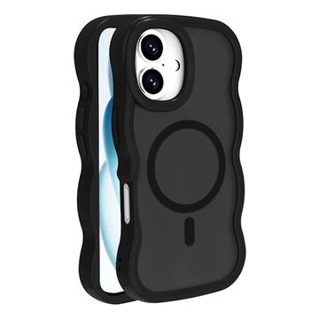 Funda híbrida magnético con borde ondulado para iPhone 16 - Negro