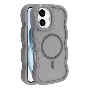 Funda híbrida magnético con borde ondulado para iPhone 16 - Gris