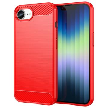 Carcasa de TPU Brushed para iPhone 16e - Fibra de Carbono - Rojo