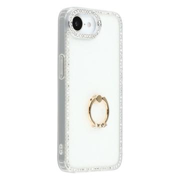 Funda híbrida iPhone 16e CrystalGlow con soporte para anillos - Blanca
