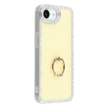 Funda híbrida iPhone 16e CrystalGlow con soporte para anillos - Amarillo