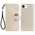 iPhone 16e Búho Rhinestone Funda Billetera - Oro