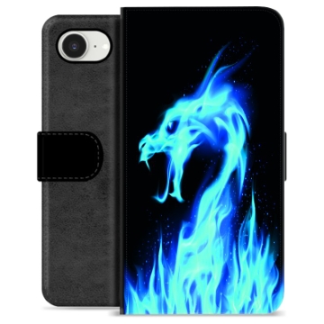 Funda Cartera Premium para iPhone 16e - Dragón de Fuego Azul