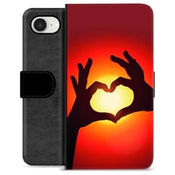 Funda Cartera Premium para iPhone 16e - Silueta del Corazón